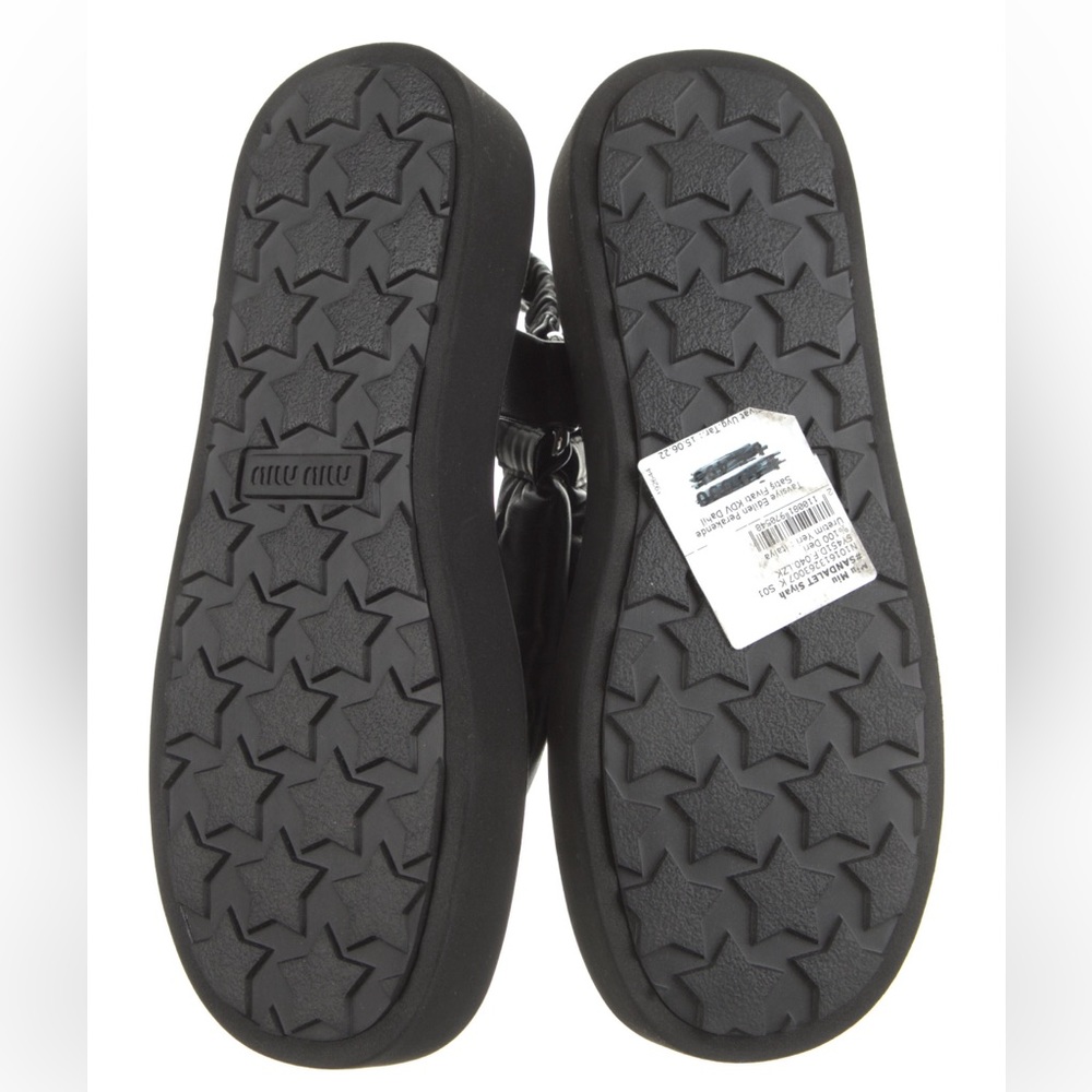 NIB Miu Miu Black Leather Slingback Thong Platform Sandal 38.5 - Picture 6 of 9